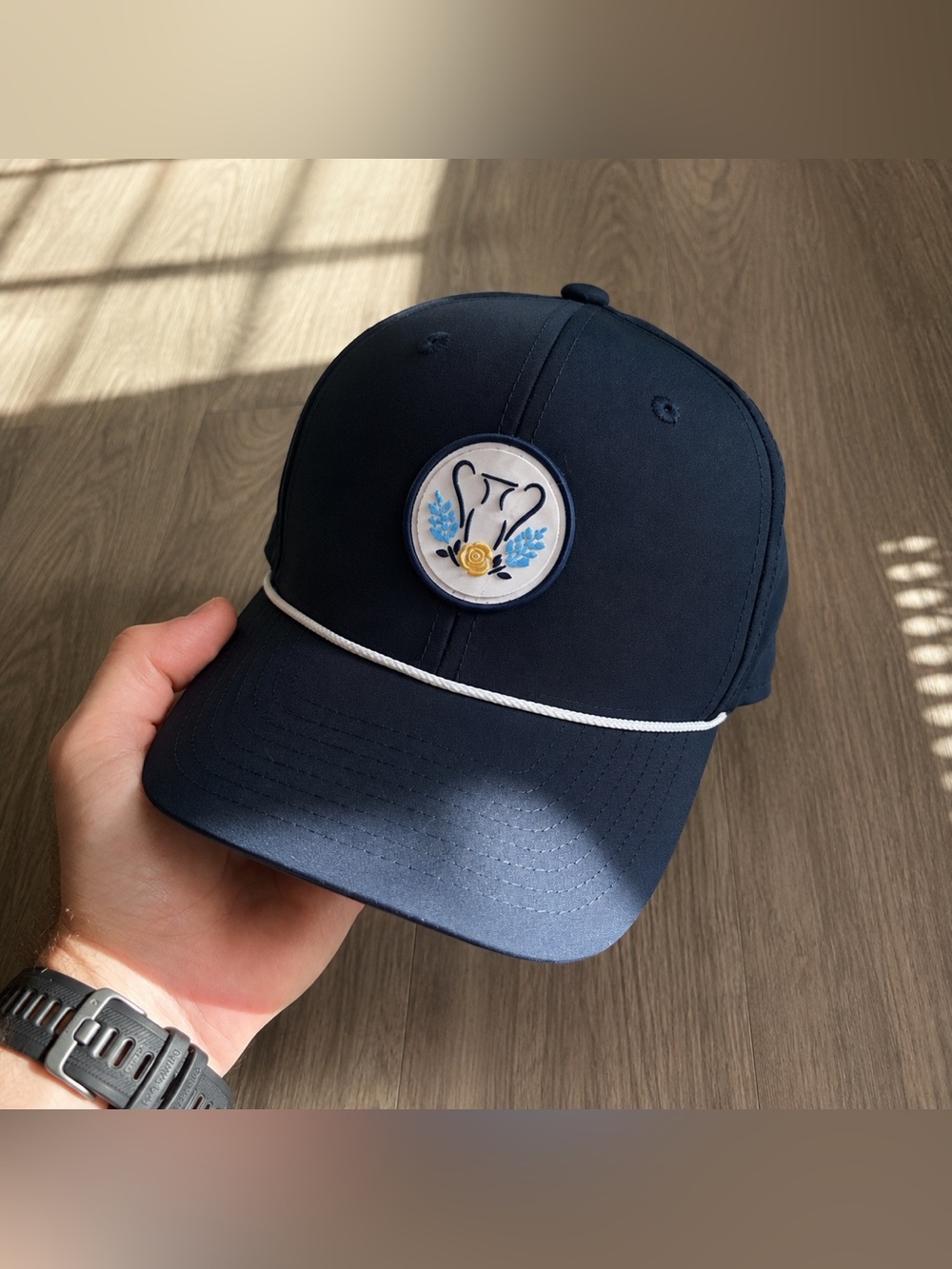 Imperial Golf Navy Rope Hat Floral Golf Clubs Patch Adjustable Cap